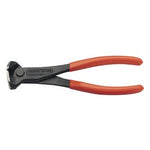 Close-up image of the Draper Knipex 68 01 180 Sbe End Cutting Nippers, featuring red handles and a black metal body, crafted from high-grade tool steel for cutting hard wire.