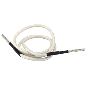 The Draper Flex Coil - IHT-15/FC by Draper is a white coiled wire with metal tips on both ends, featuring black insulation near the tips.