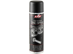 A 500ml can of EXO 55 Light Aluminium / Zinc Spray - Aerosol (Sparex Part Number: S.81340), featuring a black cap and a label with product information in white and red text. This aerosol spray from Sparex offers excellent protection and coverage for various surfaces.