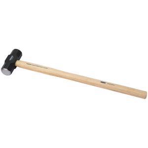 Image of the Draper Hickory Shaft Sledge Hammer, 3.2Kg/7Lb - 6220/B, featuring a long hickory shaft and a black high carbon steel head, placed against a white background.