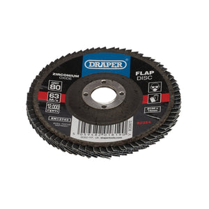 The Draper Zirconium Oxide Flap Disc, FDZ100, features a self-sharpening design and comes with grit 80. The disc has dimensions of 100 x 16mm and can reach a maximum speed of 12,000 RPM.