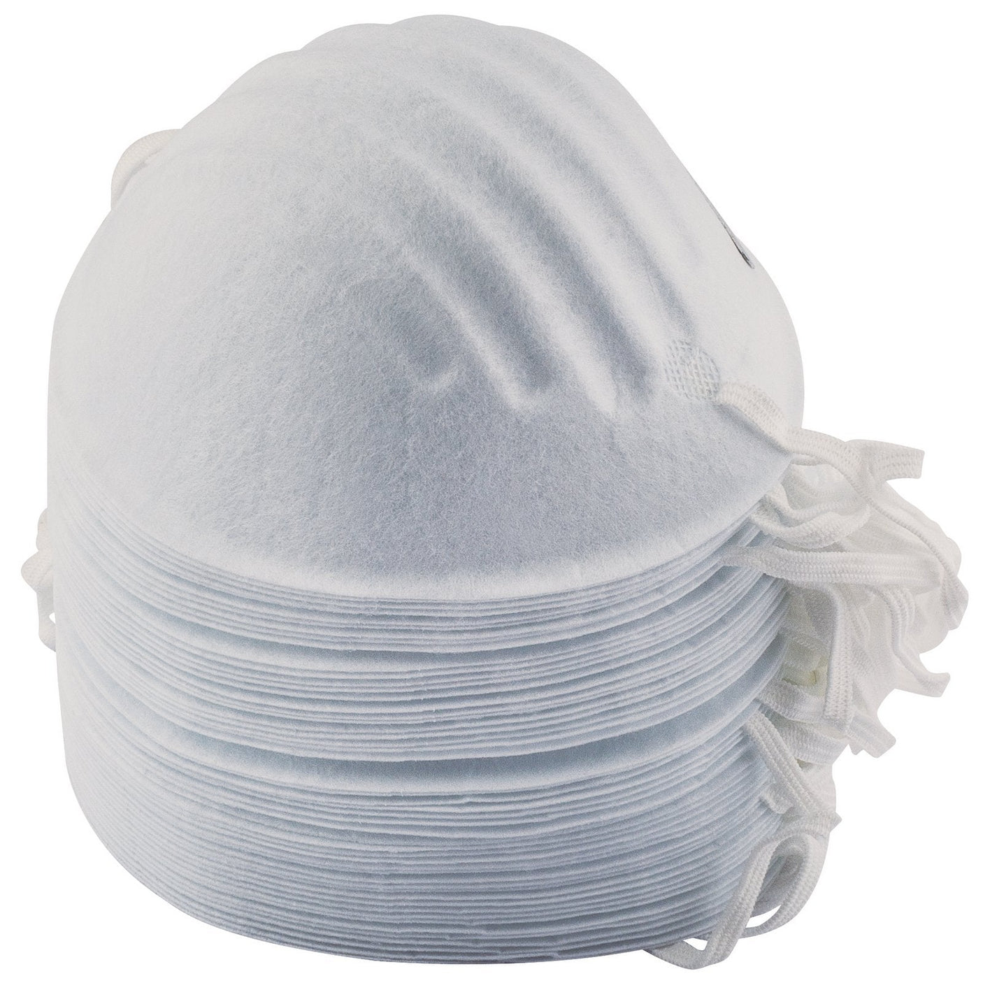 A stack of Draper 50 Disposable Nuisance Dust Masks - NFM50, designed for protection against airborne particles and non-toxic dusts, featuring elastic straps.