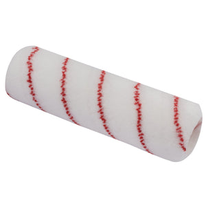 The Draper Medium Pile Polyamide Professional Paint Roller Sleeves, 43 X 230mm - RS-P-M ensure a smooth finish with their high-density polyamide fabric and distinctive red angled stripes.