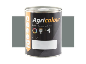 A 1-liter tin of Sparex's "Agricolour" paint, featuring a striking gloss finish. The black label is adorned with vibrant orange and white text, alongside paint icons and specifications in multiple languages on the side, indicating the rich aqua green shade perfect for any metal surface. This product is listed under Sparex Part Number: S.82578.