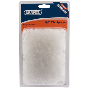 A pack of Draper Tile Spacers, 8mm (Approx 150) - TS2/A, display packed in clear plastic and red cardboard packaging, ensuring accurate tile positioning.