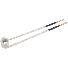 The Draper Side Coil, 15mm - IHT-15/15MMSC, features a white loop-end heating element with two copper prongs extended from a black insulated section.