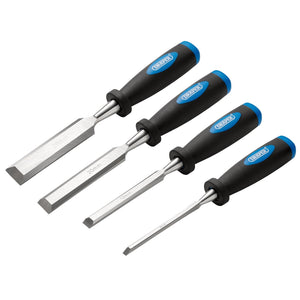 Draper Soft Grip Bevel Edge Wood Chisel Set (4 Piece) - DWCSGSET4 - Farming Parts