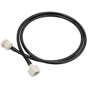 The Draper Large Shampoo Spraying Nozzle for the SWD1500 - AVC145, featuring a black cable with white connectors on both ends, coiled into a circular shape.
