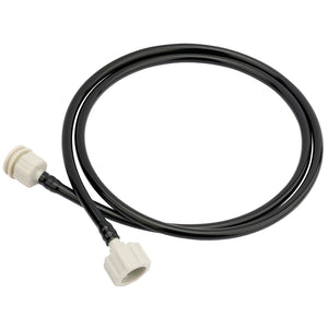 The Draper Large Shampoo Spraying Nozzle for the SWD1500 - AVC145, featuring a black cable with white connectors on both ends, coiled into a circular shape.