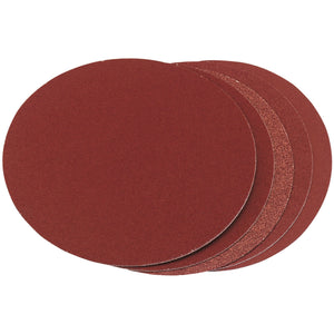 A pack of five Draper Assorted Grit Aluminium Oxide Sanding Discs, 150mm, perfect for use with a bench sander.