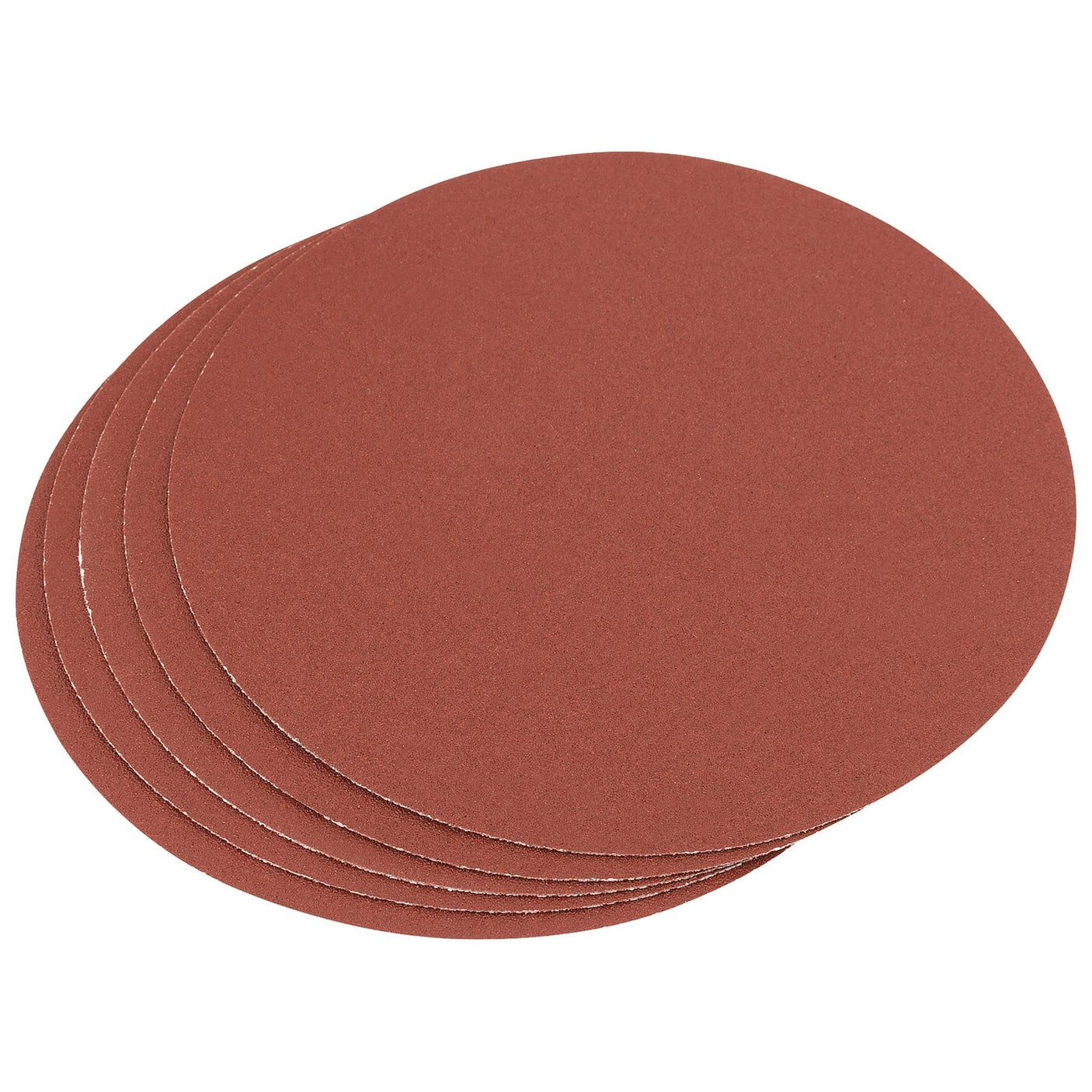 A stack of five Draper Aluminium Oxide Sanding Discs, 150mm, 60 Grit (Pack Of 5) - SD6C is displayed on a white background, perfect for your 150mm sanders.