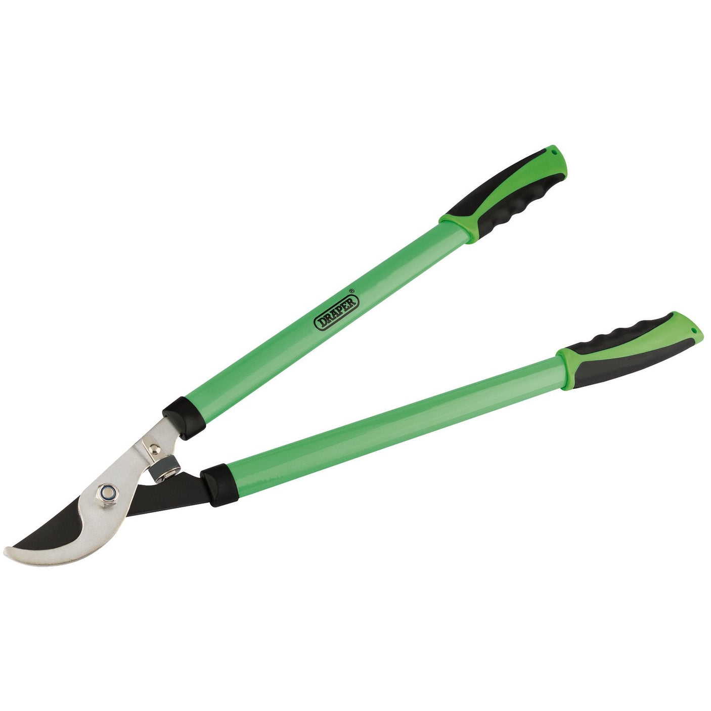 Image of Draper's Bypass Pattern Loppers - GBLDD, featuring a green and black design with carbon steel blades and soft grip handles for exceptional performance.