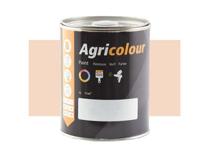 A 1-liter tin of Sparex Agricolour paint, identified as Sparex Part Number S.84239, comes with a black label that includes icons and text in multiple languages. Ideal for metal surfaces, it provides a stunning cream gloss finish.