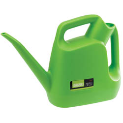 The Draper Plastic Watering Can, 1.5L - PWC1500 is a green plastic watering can, featuring a long thin spout and a large handle, making it perfect for watering tasks or reaching hanging baskets.