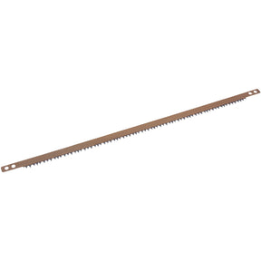 The Draper Spare Blade For 35988 - B139 is a long, straight saw blade with sharp teeth and two holes at either end, typically used for cutting through materials.