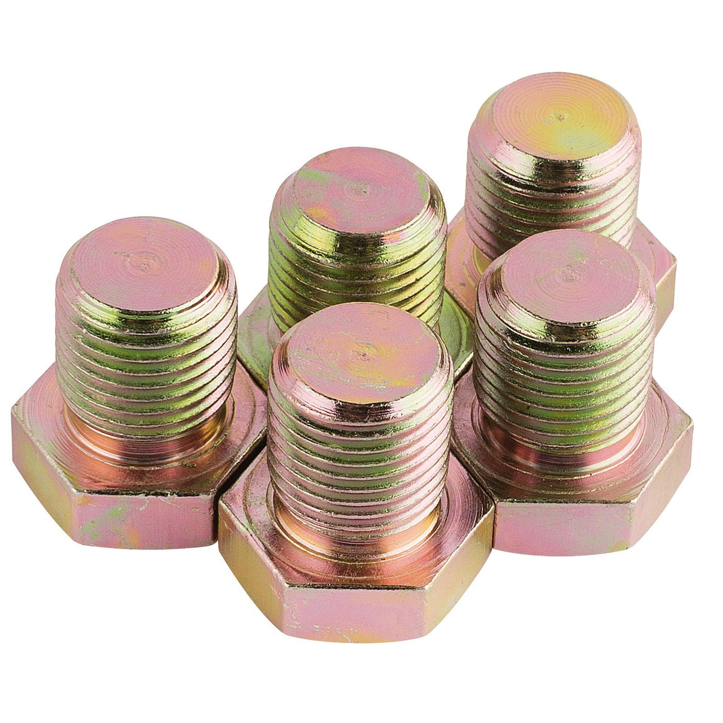 Five Draper Spare Bolt M13 x 1.25 for 36631-SPRK-02A bolts with a shiny finish, arranged upright in a clustered formation.