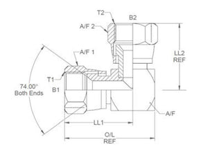 Sparex Hydraulic Adaptor 3/4'' JIC Swivel Female x 3/4'' JIC Swivel Female 90° Compact Elbow | S.8564 - Product Image 3
