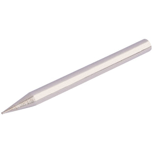 A Draper Soldering Iron Tip Point, 100W - YSI100A, featuring a cylindrical metal design with a pointed end, perfect for precision soldering tasks.