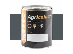 A 1-liter tin of Sparex Agricolour paint in Traffic Grey (Gloss) with multilingual labels and icons, offering coverage of 11 square meters and specifically recommended for Metal Surface Preparation, is available under Sparex Part Number: S.87043.