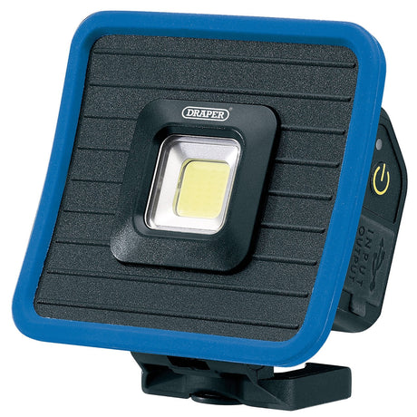Draper Cob Led Rechargeable Mini Flood Light And Power Bank With Magnetic Base And Hanging Hook, 10W, 1000 Lumens, Blue, Usb-C Cable Supplied - RMFL/1000 - Farming Parts