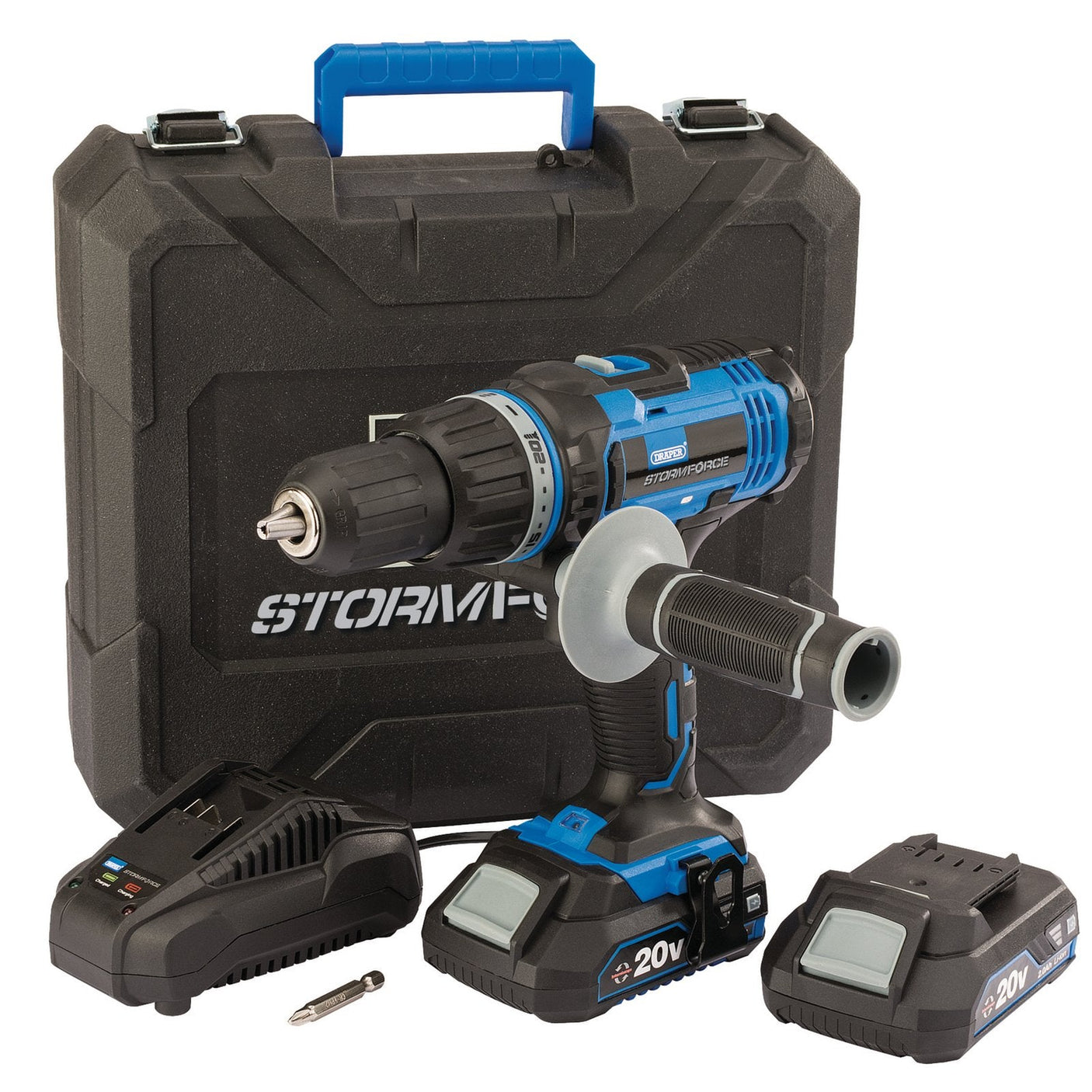 Draper Storm Force&#174; 20V Combi Drill, 2 X 2.0Ah Batteries, 1 X Charger - CHD20SF - Farming Parts