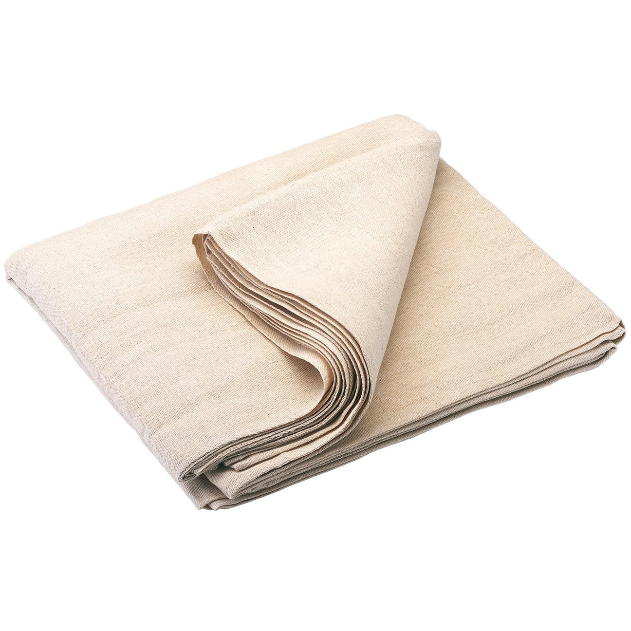 The Draper Cotton Dust Sheet, 3.6 X 3.6M - DS12/B from Draper is a folded beige cloth with a simple, textured surface, perfect for home decorating.