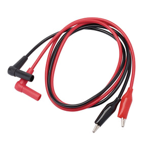 A set of Draper Crocodile Clips, 400 Series - DMMA-2/3/4/500 in red and black, featuring alligator clips and banana plug connectors on each end, ideal for use with digital multimeters or as test leads.