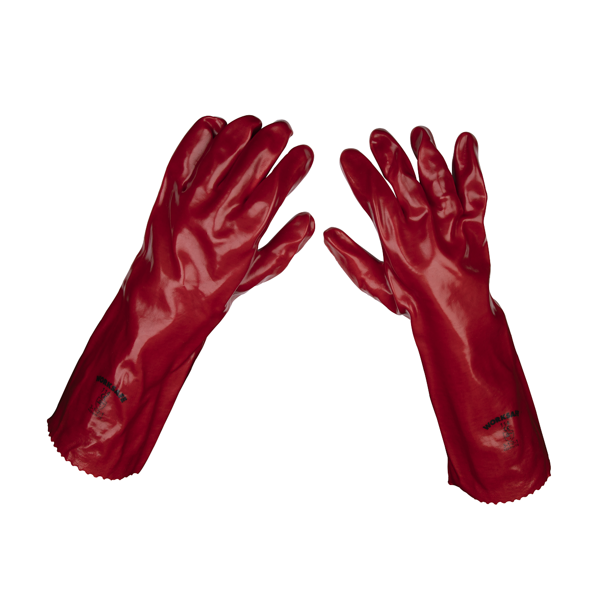 Red PVC Gauntlets 450mm - Pair - 9114 - Farming Parts