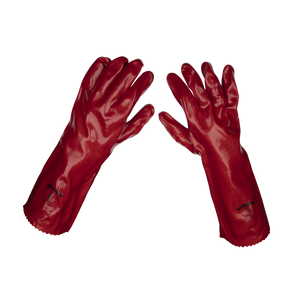 Red PVC Gauntlets 450mm - Pair - 9114 - Farming Parts