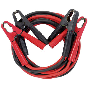 Introducing the Draper Expert Heavy Duty Booster Cables, 5M X 25mm&sup2; - BCS2, an ultra-flexible set of coiled red and black cables equipped with clamps on both ends, ideal for jump-starting vehicles.