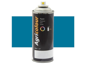 A 400ml aerosol can of Old Blue spray paint from the brand Sparex, labeled "Agricolour," with a gloss finish and coverage of 2m², shown against an Old Blue background. The product can be identified by the Sparex Part Number: S.92961.