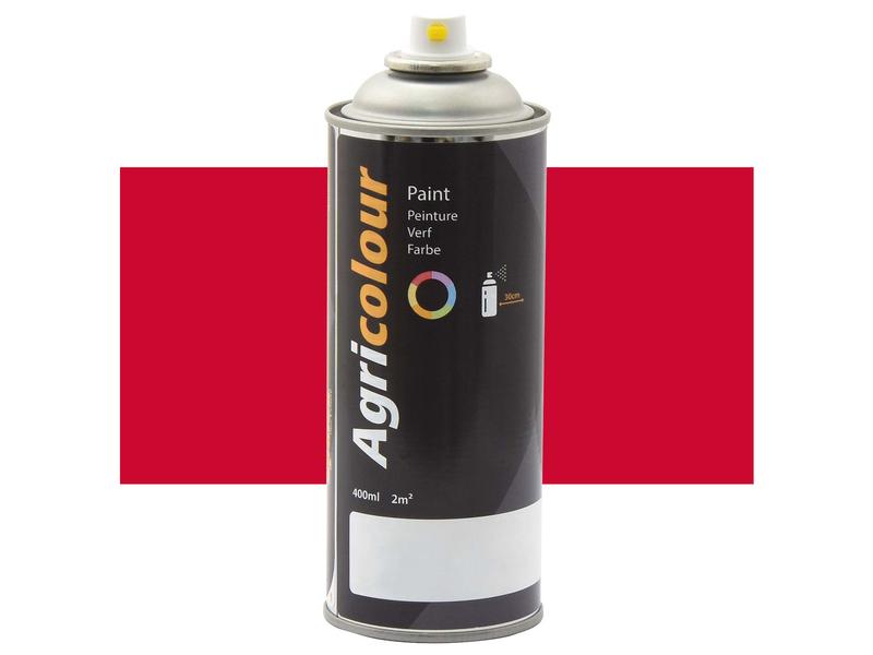 A black aerosol spray can labeled "Paint - Agricolour - Flame Red, Gloss 400ml Aerosol" with a red background. The can has a yellow button on top and specifies a volume of 400 ml. This Sparex product, part number S.93000, delivers a Flame Red gloss finish that is ideal for vibrant and durable applications.