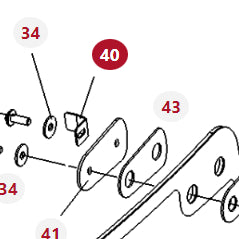 Diagram showing multiple components labeled with numbers 34, 40, 41, and 43. The components, likely part of an AGCO angle (Product Name: Angle - 931812031190), are meticulously detailed for clarity.