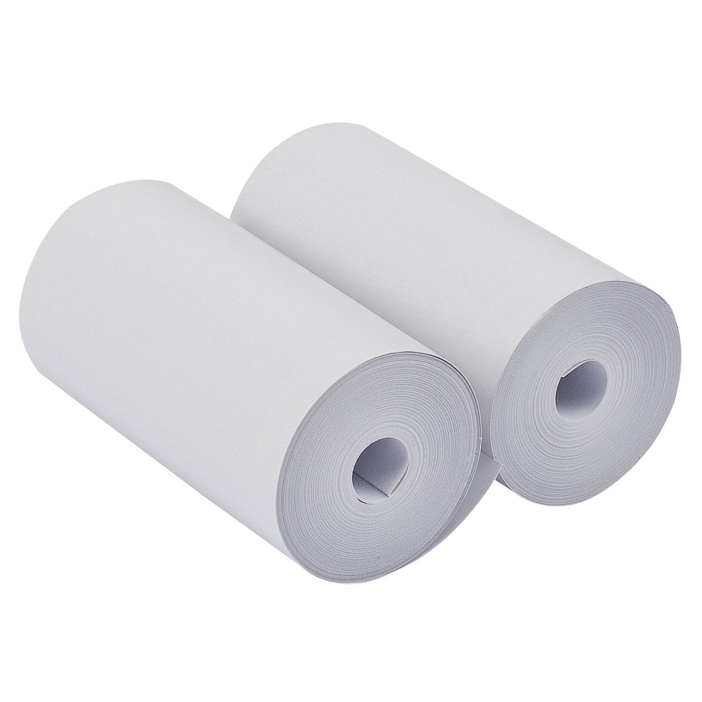 Two rolls of Draper thermal printer paper, identified as the "Draper Roll Of Printer Paper For 92445 - BT-P/ROLL X 2," placed side by side on a plain background, perfect for quick printing needs or recording results from your battery tester.