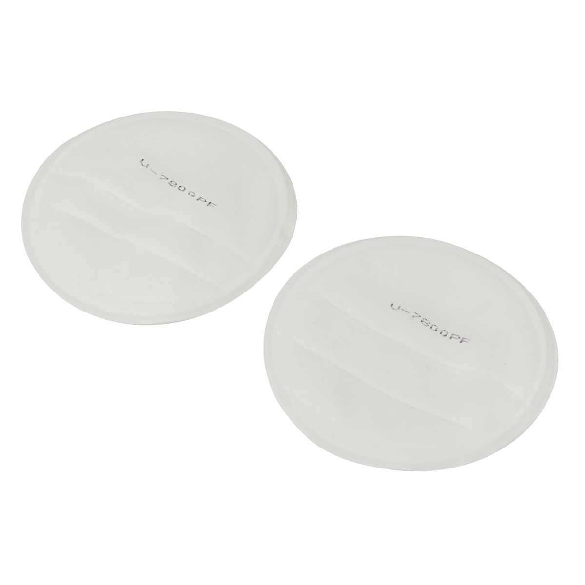 Two white circular replacement pre-filters from Sealey, part number 9364, each displaying the text "U-2600 PF," designed to capture solid particles effectively.