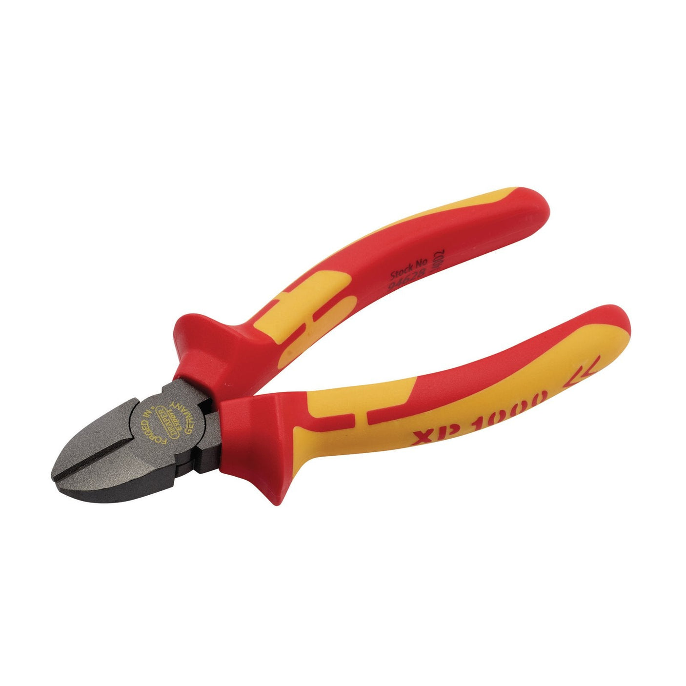 Draper Xp1000® VDE Diagonal Side Cutter, 140mm - XP1000SC/NT with steel blades and an ergonomic soft grip handle in red and yellow.