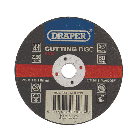 Draper Metal Cutting Disc, 75 X 1 X 10mm - CGF2 - Farming Parts