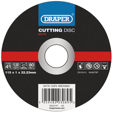 Draper Metal Cutting Disc, 115 X 1 X 22.23mm - CGF5 - Farming Parts