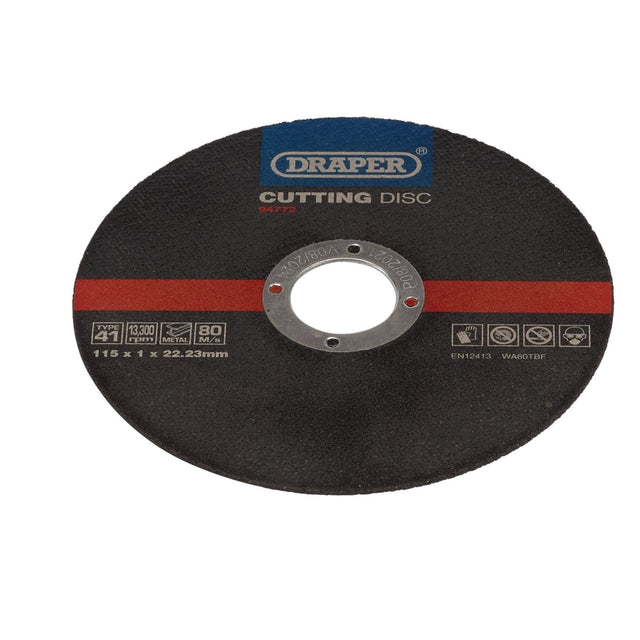 Draper Metal Cutting Discs, 115 X 1 X 22.23mm (Pack Of 100) - CGF7 - Farming Parts