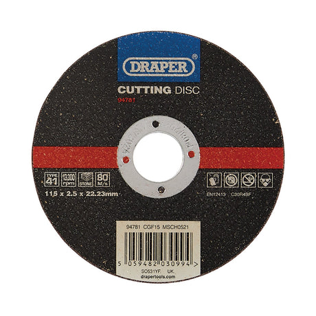 Draper Flat Stone Cutting Disc, 115 X 2.5 X 22.23mm - CGF15 - Farming Parts