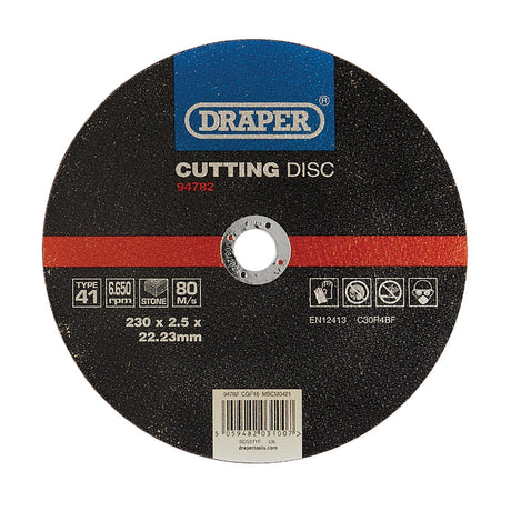 Draper Flat Stone Cutting Disc, 230 X 2.5 X 22.23mm - CGF16 - Farming Parts