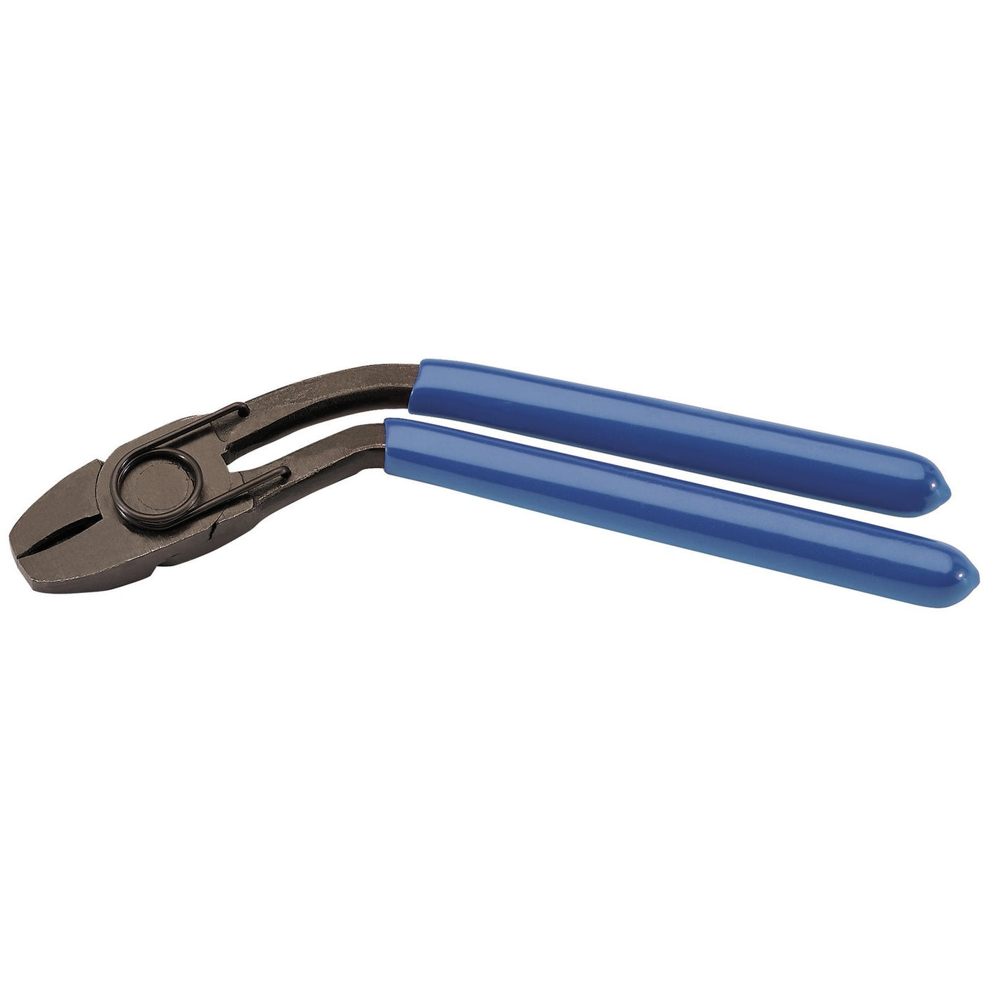 Close-up of Draper Hog Ring Pliers, 180mm - HRP with blue handles and a black cutting head, designed for cutting and shaping wires with excellent corrosion resistance.