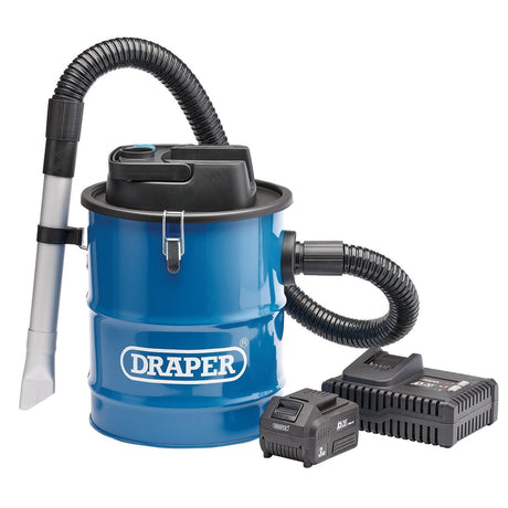 Draper D20 20V Ash Vacuum Cleaner, 1 X 3.0Ah Battery, 1 X Fast Charger - PTKD20PTK/AVC - Farming Parts