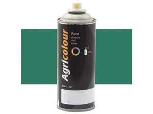 A 400ml aerosol can of Sparex Agricolour paint in Patina Green Gloss, labeled with instructions and a color sample, is displayed against a green background. This versatile product, part number S.96000, is perfect for achieving a metallic finish.