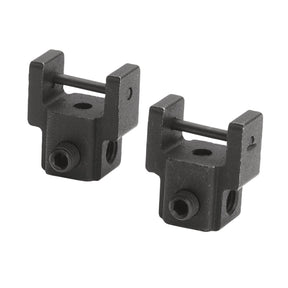 Two Draper Fretsaw-Blade Clamp Holders - BCH2 in black metal, designed for securing Scroll Saw blades, positioned upright and side by side against a white background.