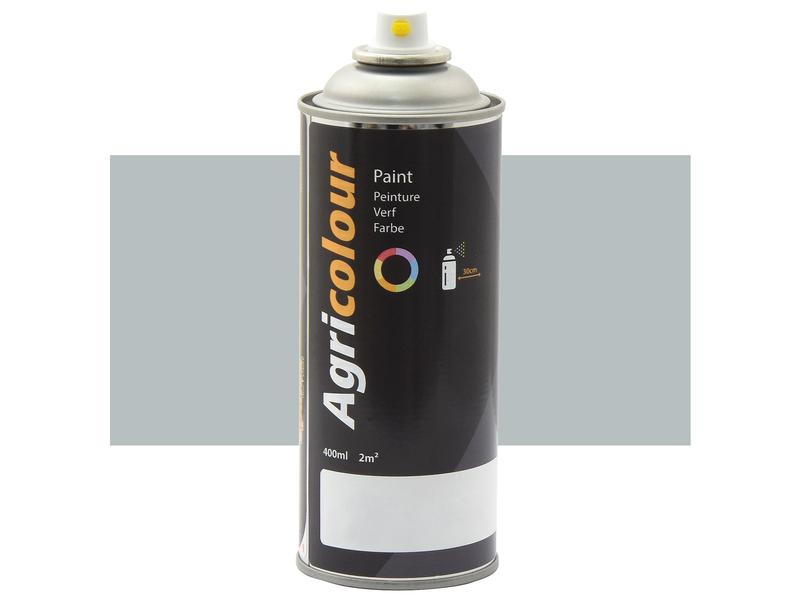 The "Paint - Agricolour - White Aluminium, Gloss 400ml Aerosol" from Sparex (Part Number: S.99006) is a spray paint can with a capacity of 400ml, offering a smooth gloss finish suitable for painting. The product comes in multiple colors, including White Aluminium. The background color is light gray.