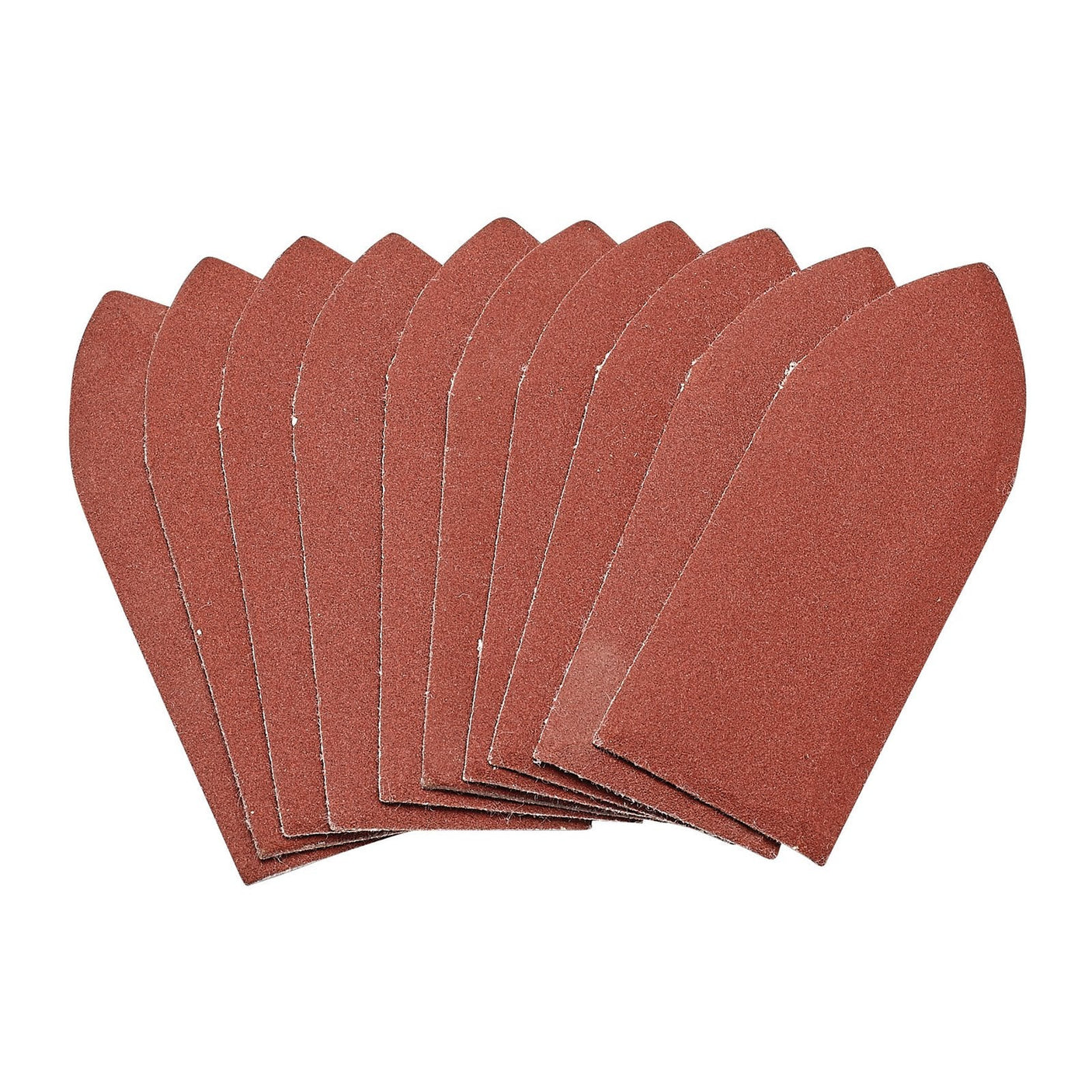 Draper Hook And Loop Aluminium Oxide Sanding Sheets, 32 x 92mm, 240 Grit (Pack of 10) - APT259, arranged in a fanned-out stack.