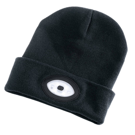 Draper Beanie Hat With Rechargeable Torch, One Size, 1W, 100 Lumens, Black - BT-B - Farming Parts