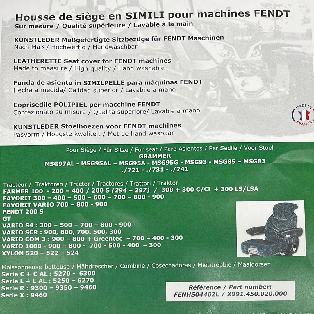 Fendt - Leatherette Seat Cover - X991450020000 - Farming Parts