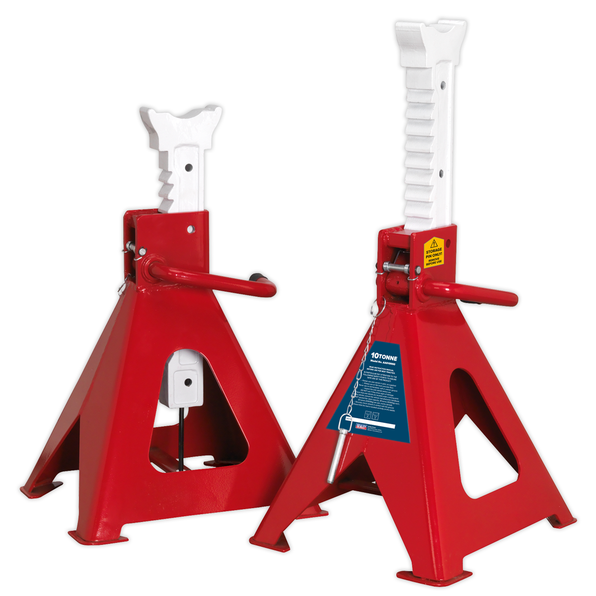 Axle Stands (Pair) 10 Tonne Capacity per Stand Auto Rise Ratchet - AAS10000 - Farming Parts